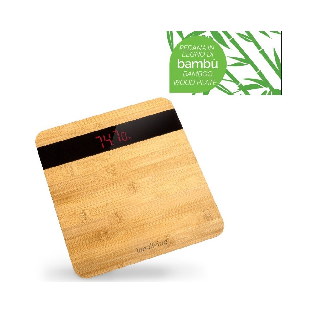 BILANCIA DIGITALE PESAPERSONA IN BAMBU' DIGIT ROSSA (INN-151)