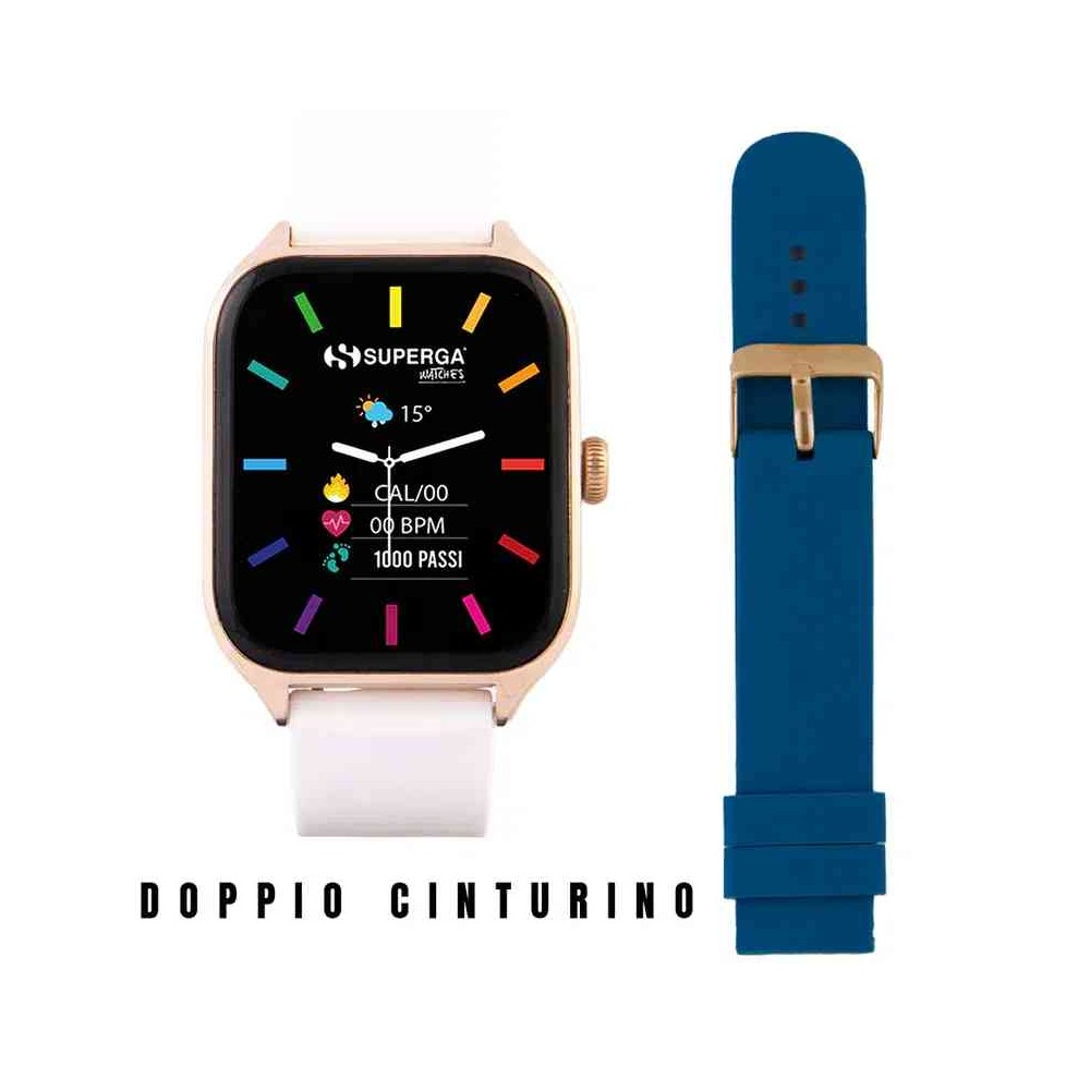 SMARTWATCH SWT-STC008 GOLD + CINTURINO WINNER SILICONE BIANCO O BLU