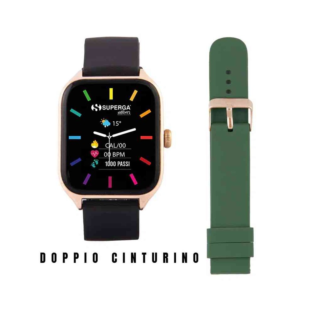 SMARTWATCH SWT-STC006 GOLD + CINTURINO WINNER SILICONE NERO O VERDE