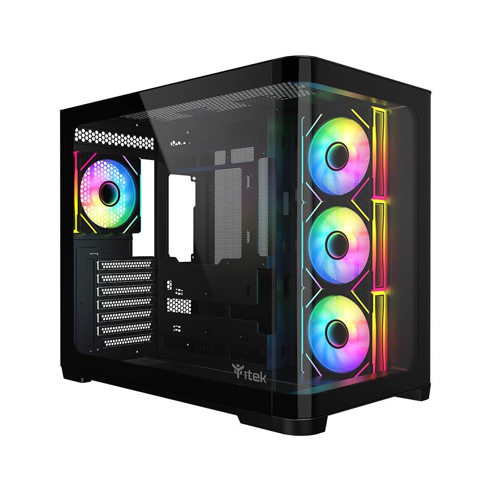 CASE GAMING DARK CAVE CURVED ITGCADCCB - NO ALIMENTATORE - DESIGN CURVO - NERO