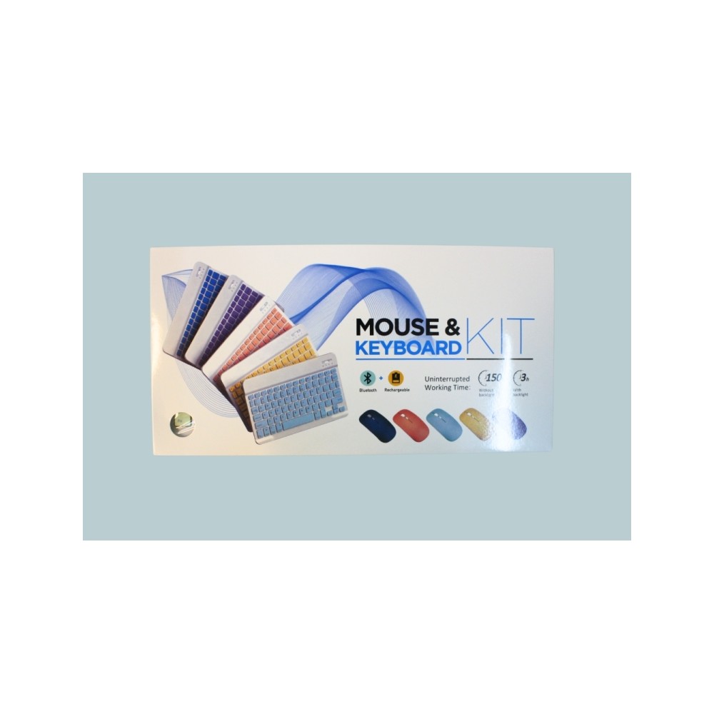 KIT MINI TASTIERA E MOUSE BLUETOOTH WIRELESS BT028 BIANCO
