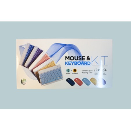 KIT MINI TASTIERA E MOUSE BLUETOOTH WIRELESS BT028 BIANCO