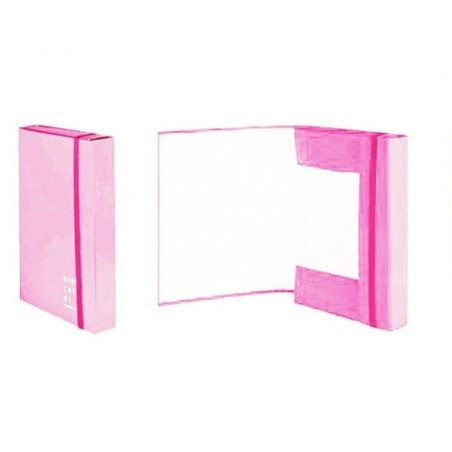 CARTELLA CON ELASTICO 3 LEMBI DORSO ROSA 3CM