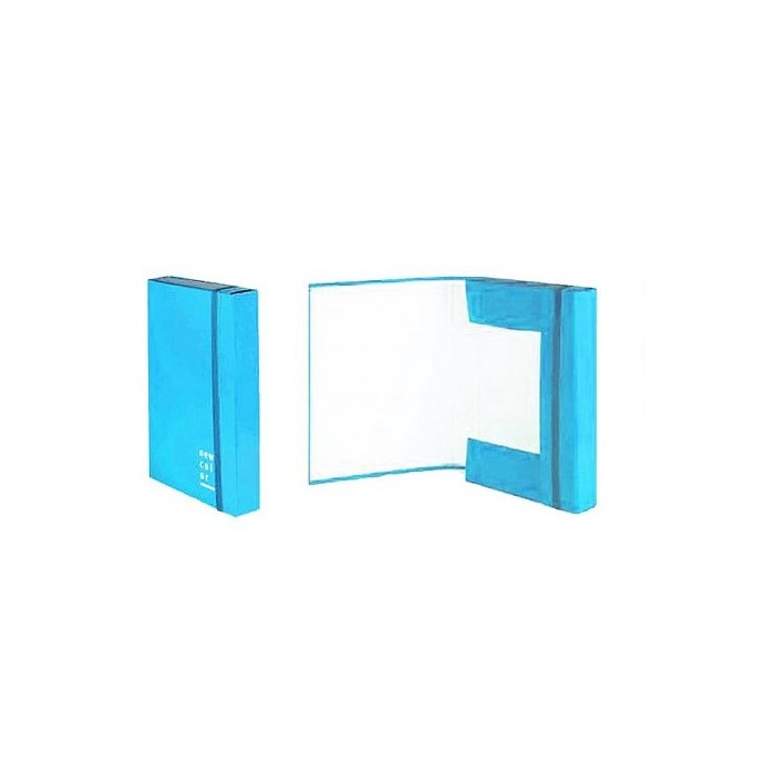 CARTELLA CON ELASTICO 3 LEMBI DORSO BLU 3CM