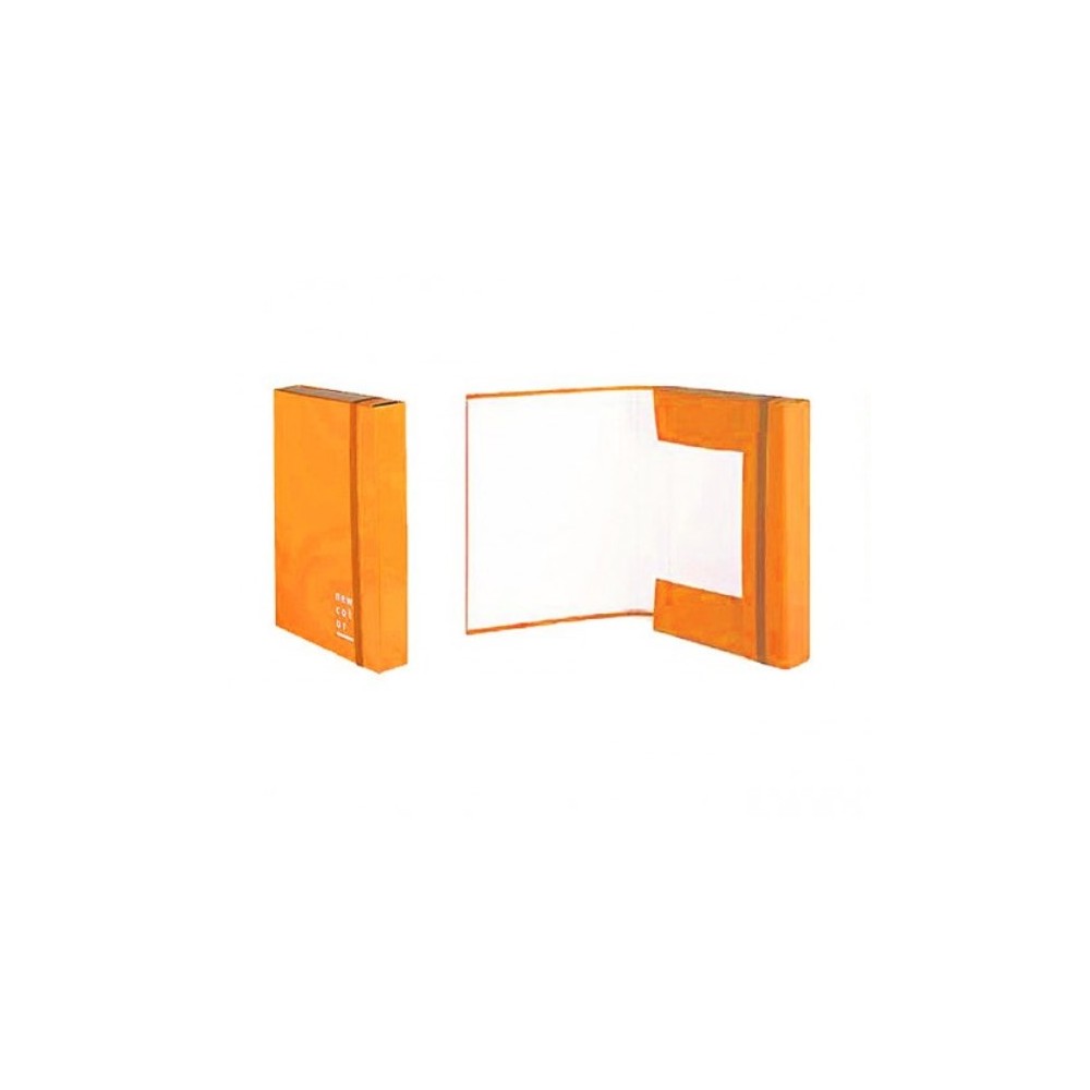 CARTELLA CON ELASTICO 3 LEMBI DORSO ARANCIO 3CM