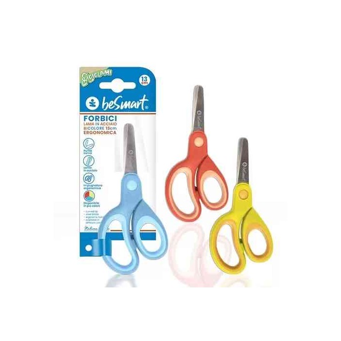 FORBICI ACCIAIO 13CM IMPUGNATURA ERGONOMICA - 1 PEZZO - VARI COLORI (01040033)