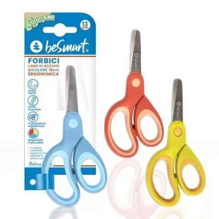 FORBICI ACCIAIO 13CM IMPUGNATURA ERGONOMICA - 1 PEZZO - VARI COLORI (01040033)