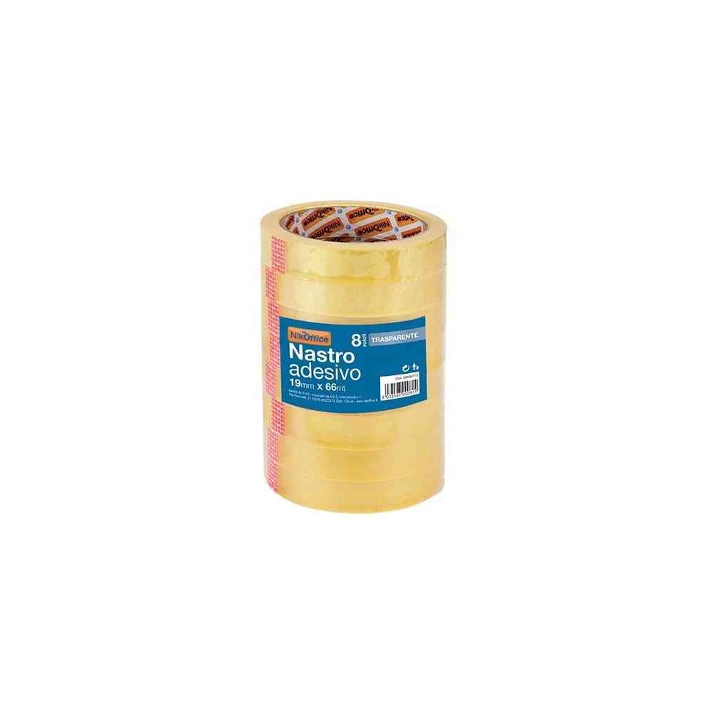 NASTRO ADESIVO 19MM X 66MT TRASPARENTE (8 PEZZI)