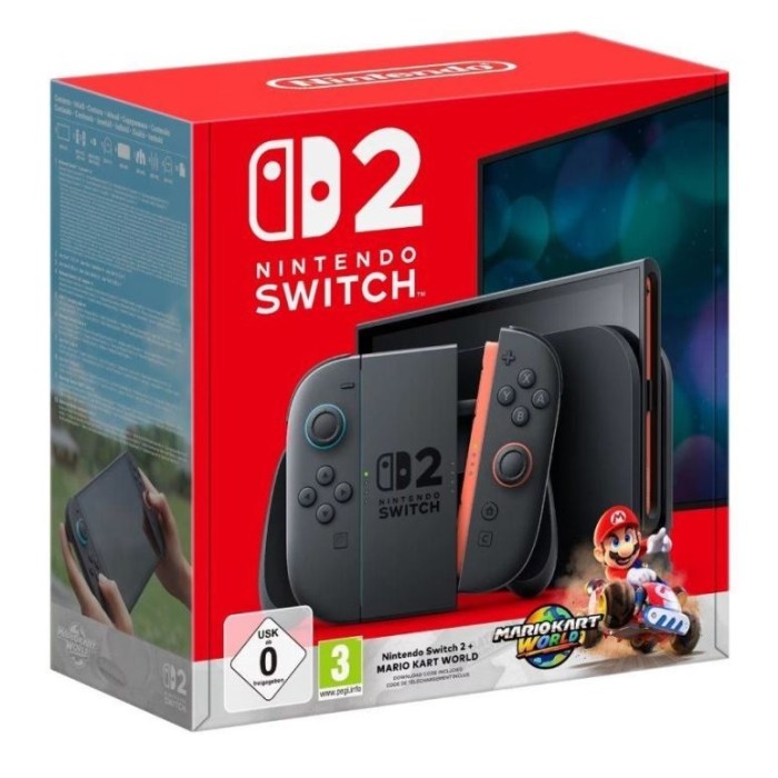 CONSOLE SWITCH 2 BLACK NERA + GIOCO MARIO KART WORLD