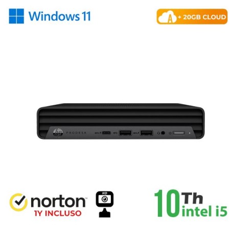 PC HP 600-800 G3 MINI PC INTEL CORE I5-10 GEN. 8GB 256GB SSD WINDOWS 11 PRO + NORTON ANTIVIRUS + WEBCAM - RICONDIZIONATO - GAR. 